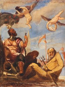 Neptune and Mars With The Lion of St Mark, c1800-1850. Creators: David Cox the Elder, Paolo Veronese