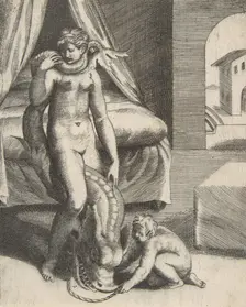 Neptune and Melanthe, from The Loves of the Gods ca 1531-76. Creator: Giulio Bonasone