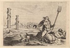 Neptune and the Pillars of Hercules, 1634. Creator: Willem Basse