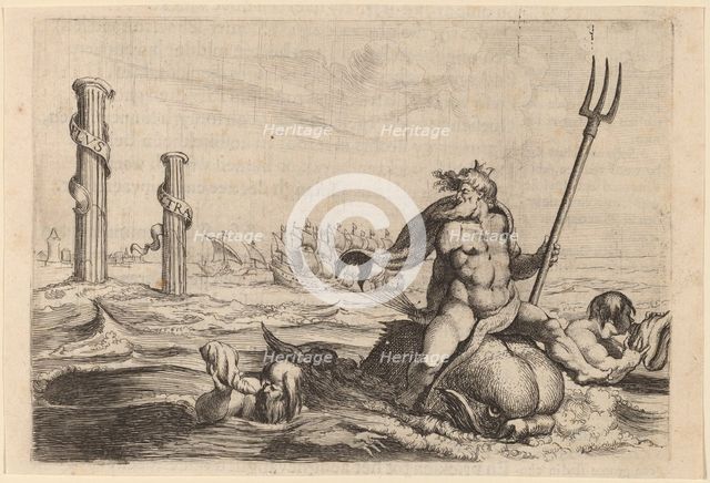 Neptune and the Pillars of Hercules, 1634. Creator: Willem Basse.
