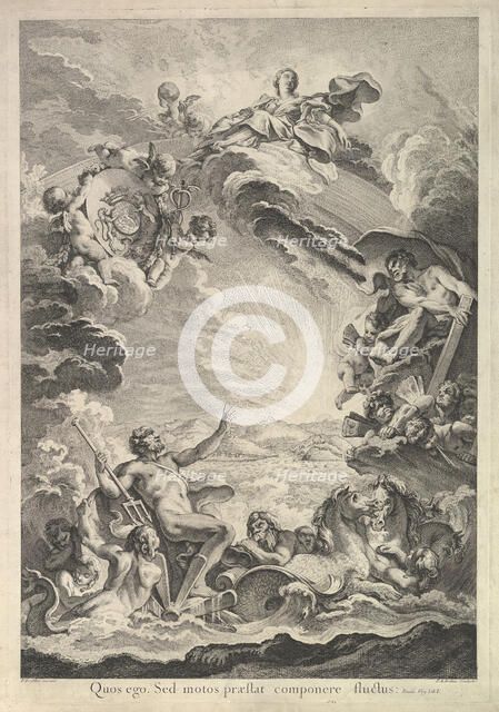 Neptune apaisant la tempête (Neptune Calming the Storm), 18th century. Creator: Francois-Antoine Aveline.