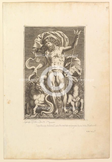 Neptune Between Two Sea Horses, ca. 1560-80. Creator: Unknown.