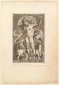 Neptune Between Two Sea Horses, ca. 1560-80. Creator: Unknown