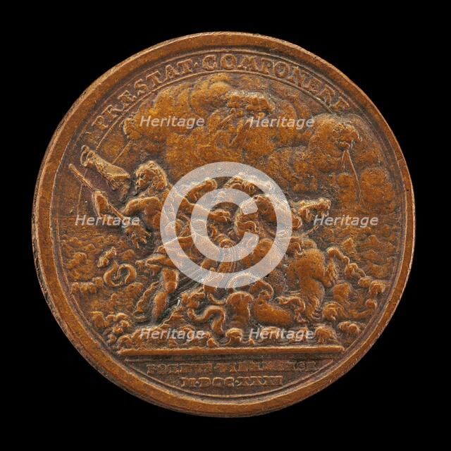 Neptune Contending with Four Winds [reverse], 1731. Creator: John Croker.