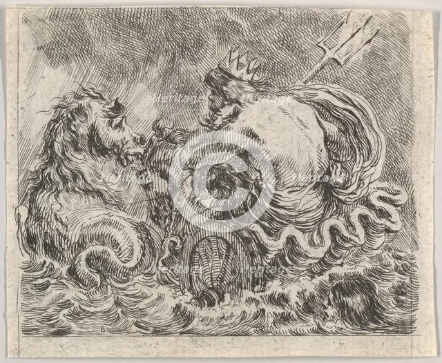 Neptune, from 'Game of Mythology' (Jeu de la Mythologie), 1644. Creator: Stefano della Bella.