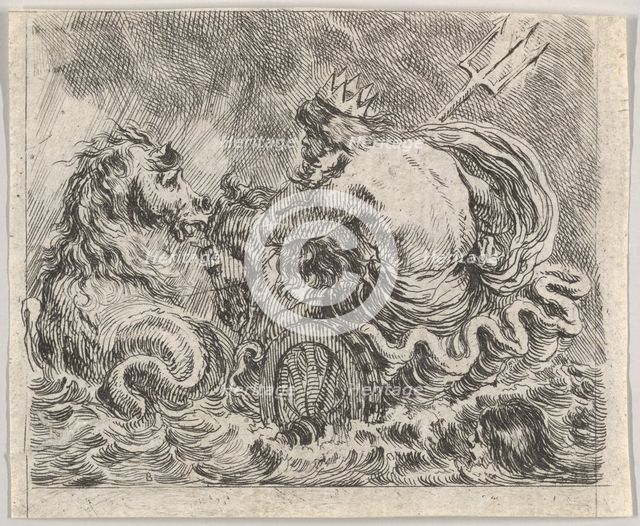 Neptune, from 'Game of Mythology' (Jeu de la Mythologie), 1644. Creator: Stefano della Bella.