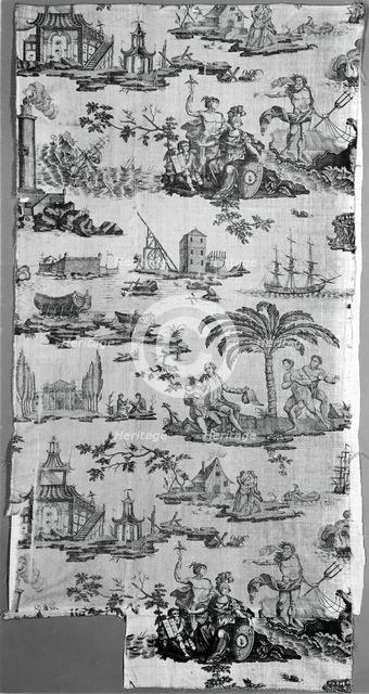 Neptune or L'Empire de la Mer (Neptune or the Empire of the Sea) (Furnishing Fabric), c. 1795. Creator: Petitpierre et Cie.