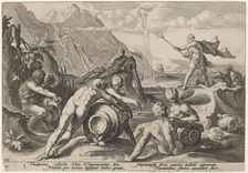 Neptune Plotting the Destruction of Man, 1589. Creator: Goltzius, Workshop of Hendrick, after Hendrick Gol