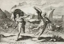 Neptune Pursuing Coronis, Who is Changed into a Crow, published 1590. Creator: Hendrik Goltzius