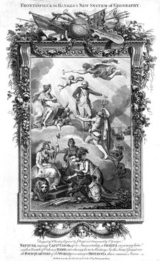 Neptune raising James Cook to immortality and fame, late 18th century. Creator: Unknown