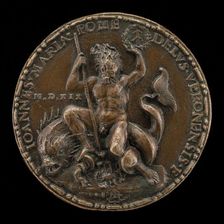 Neptune Spearing a Lobster [reverse], 1519. Creator: Giovanni Maria Pomedelli
