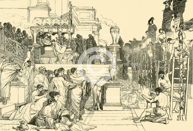 'Nero's Torches - Burning of Christians at Rome', 1890.   Creator: Unknown.