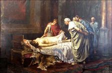 Nero before the corpse of his mother, Agrippina the Younger, 1887. Creator: Arturo Montero y Calvo