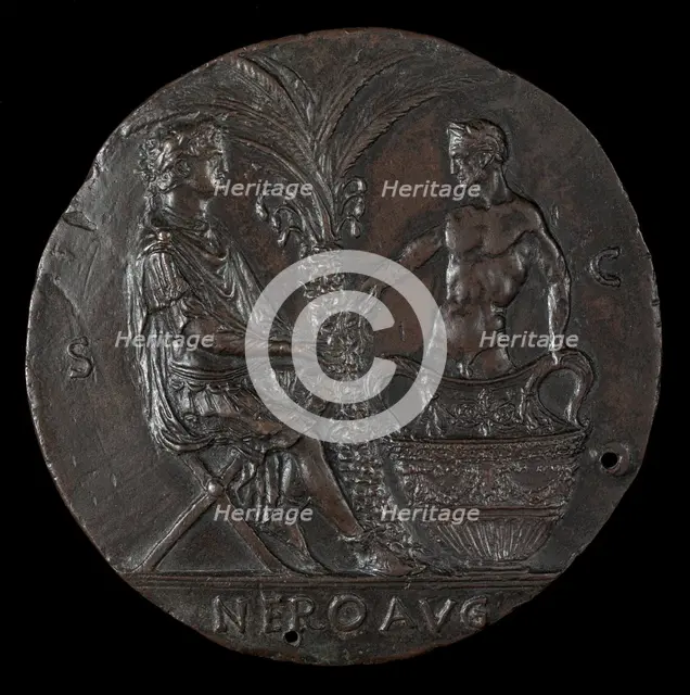 Nero, Laureate, Seated Under Palm Tree [reverse], fourth quarter 15th century. Creator: Antonio Averlino.