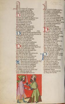 Nero Orders His Marshal to Slay Him; Weltchronik, about 1400-1410. Creator: Unknown