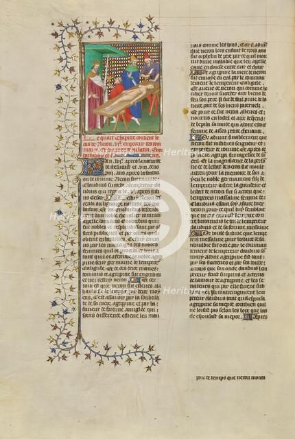 Nero Pauses for a Drink during the Mutilation of His Mother's Body, about 1413-1415. Creators: Boucicaut Master, Workshop of the Boucicaut Master.