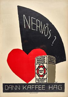 Nervous? Drink Hag coffee, c1932. Creator: Scotland; Eduard (1885-1945)