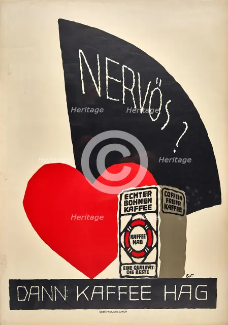 Nervous? Drink Hag coffee, c1932. Creator: Scotland; Eduard (1885-1945).