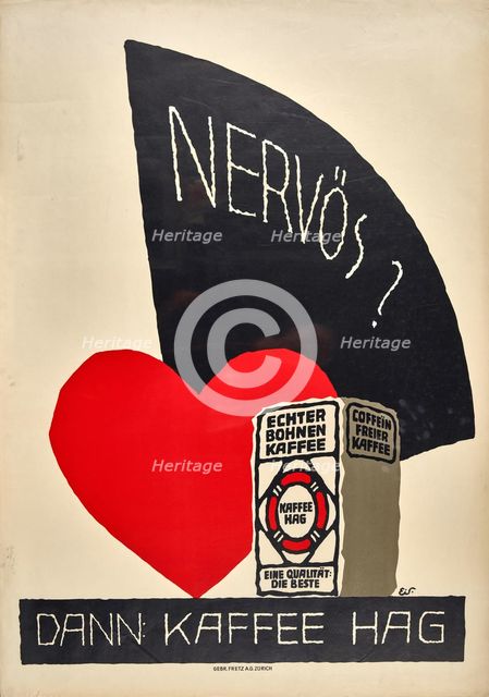Nervous? Drink Hag coffee, c1932. Creator: Scotland; Eduard (1885-1945).