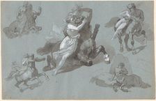 Nessus and Dejanira in Four Poses, and the Dying Nessus, 1830s. Creator: Hippolyte Lalaisse