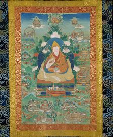 Ngawang Lobsang Gyatso (1617-1682), 5th Dalai Lama, 18th century. Creator: Tibetan culture