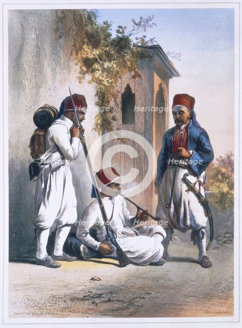 Nizamior, regular troops of the Turkish army at Kanka, Egypt, 1848. Creator: Mouilleron.