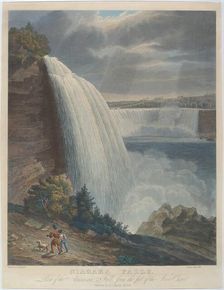 Niagara Falls from Foot of Staircase, 1829. Creator: William James Bennett