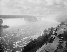 Niagara Falls from the Canadian shore [with Niagara Gorge Railroad], c1905. Creator: Unknown