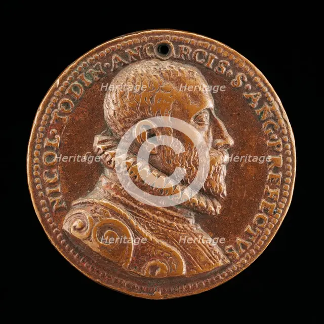 Niccolo Todini of Ancona, Captain of Castel Sant'Angelo, 1585-1591 [obverse], 1585/1590. Creator: Domenico Poggini.