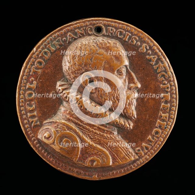 Niccolo Todini of Ancona, Captain of Castel Sant'Angelo, 1585-1591 [obverse], 1585/1590. Creator: Domenico Poggini.