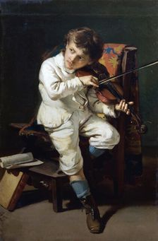 Niccolò Paganini as a boy playing the violin, 1881. Creator: Pezzotta, Giovanni (1838-1911)