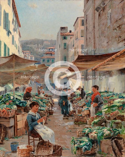 Nice vegetable market (Old Market), 1885. Creator: Aukusti Uotila.
