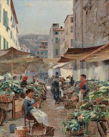 Nice vegetable market (Old Market), 1885. Creator: Aukusti Uotila