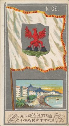 Nice, from the City Flags series (N6) for Allen & Ginter Cigarettes Brands, 1887. Creator: Allen & Ginter