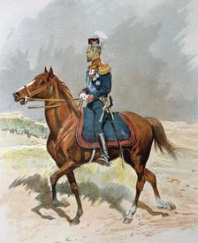 Nicholas II (1868-1918), Russian Czar, in the uniform of Lancers, 1901. Engraving in La Ilustrac…