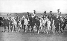 Nicholas II and supporting officers on horseback, c1900