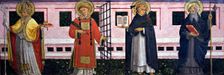Nicholas, St Lawrence, St Peter Martyr, St Antony the Abbot, 1452. Creator: Bartolomeo Caporali