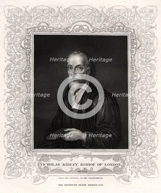 'Nicholas Ridley, Bishop of London', 19th century. Artist: J Cochran