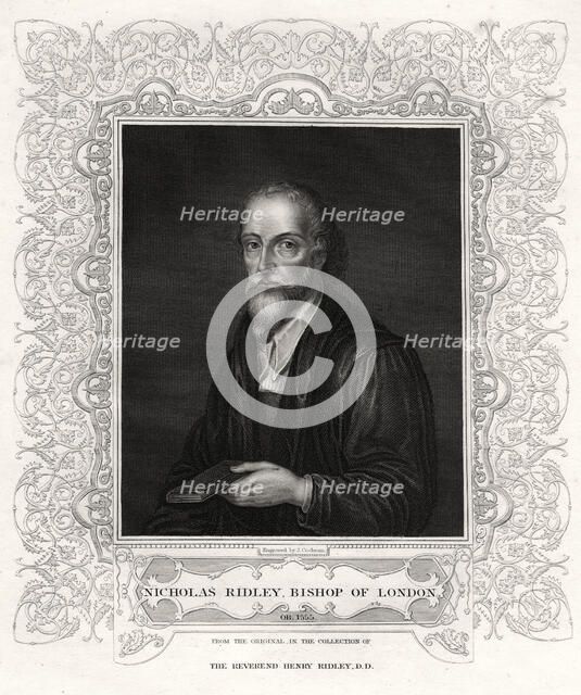'Nicholas Ridley, Bishop of London', 19th century. Artist: J Cochran