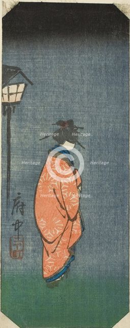 Nichomachi in Fuchu, section of sheet no. 6 from the series "Pictures of the Fifty-three..., 1856. Creator: Ando Hiroshige.