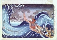 Nichiren Calming the Storm 19th century. Artist: Utagawa Kuniyoshi