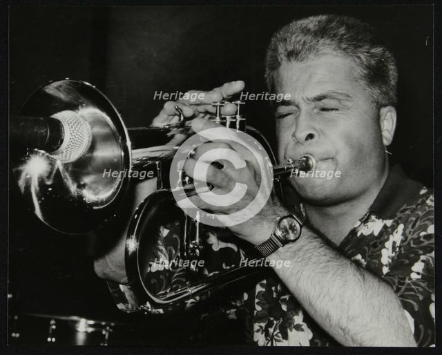 Nick Hill playing the flugelhorn at The Fairway, Welwyn Garden City, Hertfordshire, 1991. Artist: Denis Williams
