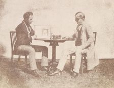 Nicolaas Henneman Showing an Album to Charles Porter, ca. 1845. Creator: William Henry Fox Talbot
