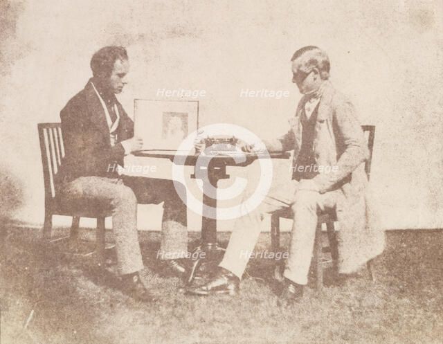 Nicolaas Henneman Showing an Album to Charles Porter, ca. 1845. Creator: William Henry Fox Talbot.
