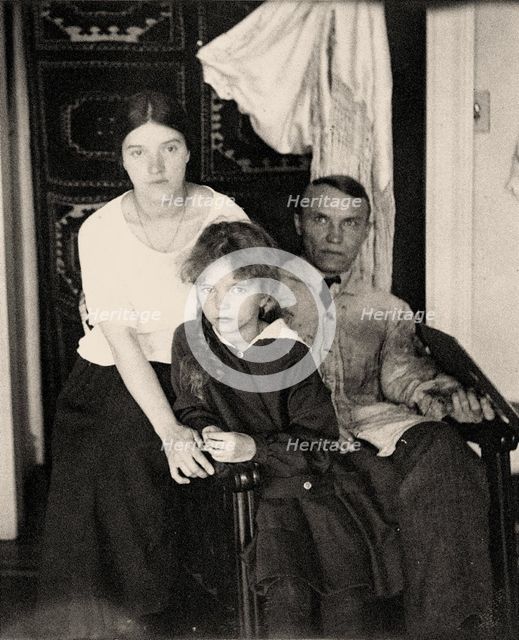 Nicolai Fechin with his wife Alexandra and Daughter Eya, New York, 1924. Creator: Anon.