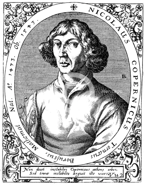 Nicolas Copernicus, Polish astronomer, 1645 Artist: A de Bry