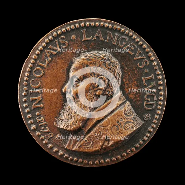 Nicolas de Lange, 1525-1606, Jurisconsult, Antiquarian, and Numismatist [obverse], 1603. Creator: Philippe Lalyame.