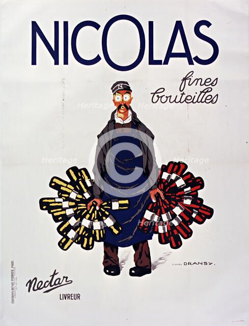 Nicolas fines bouteilles , 1940s. Creator: Dransy, Jules Isnard (1883-1945).