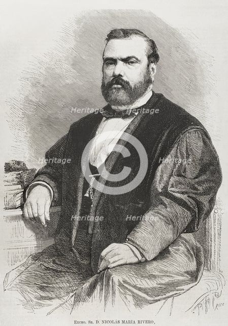 Nicolás María Rivero (1814-1878), Spanish politician, founder of the Partido Demócrata, 1878. Creators: Bernardo Rico, José Vallejo.