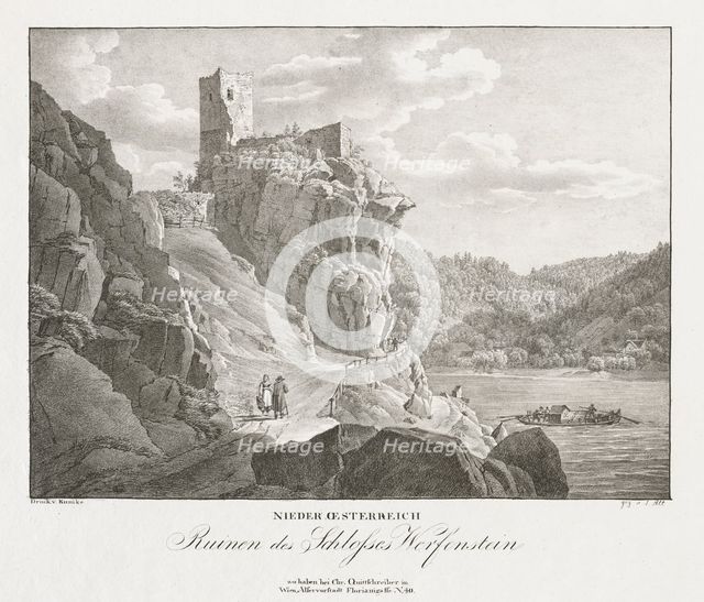 Nieder-oesterreich, Ruinen des Schlosses Werfenstein. Creator: Jakob Alt (Austrian, 1789-1872).